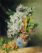 unknow artist, Floral, beautiful classical still life of flowers.035